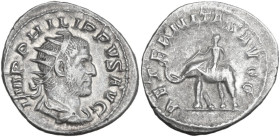Philip I (244-249). AR Antoninianus, Rome mint, 247-249. Obv. IMP PHILIPPVS AVG. Bust of Philip the Arab, radiate, draped, cuirassed, right. Rev. AETE...