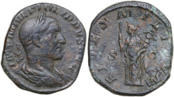 Philip I (244-249). AE Sestertius, Rome mint, 244-249. Obv. IMP M IVL PHILIPPVS AVG. Bust of Philip the Arab, laureate, draped, cuirassed, right. Rev....