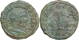 Philip I (244-249). AE 30 mm, Viminacium mint (Moesia Superior), dated Year 6 (244-245). Obv. Laureate, draped and cuirassed bust right. Rev. Moesia s...