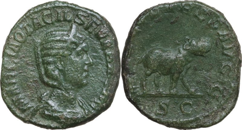 Otacilia Severa, wife of Philip I (244-249). AE Sestertius, Rome mint, 248 AD. O...