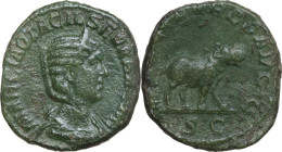 Otacilia Severa, wife of Philip I (244-249). AE Sestertius, Rome mint, 248 AD. Obv. MARCIA OTACIL SEVERA AVG. Bust of Otacilia Severa, diademed, drape...