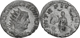 Valerian I (253-260). BI Antoninianus, Viminacium mint, 254 AD. Obv. IMP C P LIC VALERIANVS AVG. Radiate and draped bust right. Rev. P M TR P II COS P...