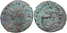 Gallienus (253-268). AE Antoninianus, Rome mint, 260-268. Obv. GALLIENVS AVG. Head of Gallienus, radiate, right. Rev. APOLLINI CONS AVG. Centaur, walk...
