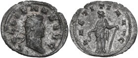 Gallienus (253-268). AR Antoninianus, Mediolanum mint, 260-268. Obv. GALLIENVS AVG. Head of Gallienus, radiate, right. Rev. LAETITIA AVG. Laetitia, dr...