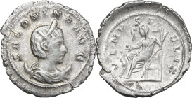 Salonina, wife of Gallienus (died 268 AD). BI Antoninianus, Colonia Agrippinensis mint, 257-258. Obv. Draped bust right, wearing stephane, set on cres...