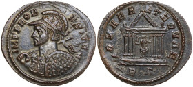 Probus (276-282). AE Antoninianus, Rome mint, 276-282. Obv. IMP PROBVS AVG. Bust of Probus, helmeted, radiate, cuirassed, left, holding spear in right...