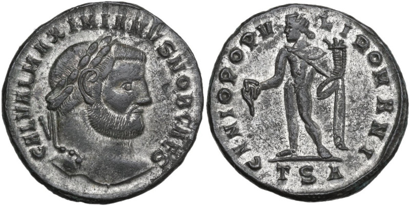 Galerius (305-311). AE Follis, Thessalonica mint, 298-299. Obv. GAL VAL MAXIMIAN...