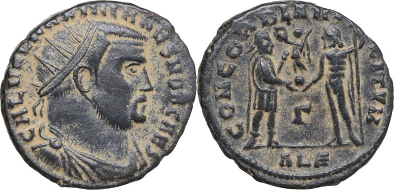 Galerius (305-311). AE 20 mm, Alexandria mint, 296-297. Obv. GAL VAL MAXIMIANVS ...