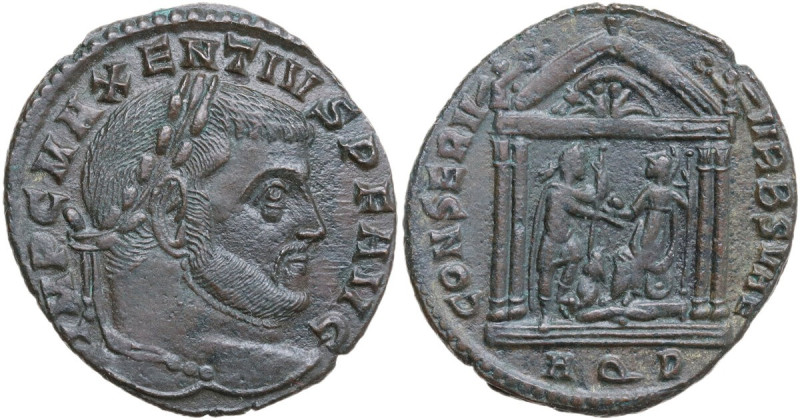 Maxentius (306-312). AE Follis, Aquileia mint, 307 AD. Obv. IMP C MAXENTIVS P F ...