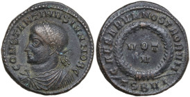Constantine II as Caesar (317-337). AE 19 mm, Thessalonica mint, 320-321. Obv. CONSTANTINVS IVN NOB C. Bust of Constantine II, laureate, draped, cuira...