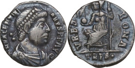 Valentinian II (375-392). AR Siliqua, Trier mint, 388-392. Obv. D N VALENTINI-ANVS P F AVG. Bust of Valentinian II, pearl-diademed, draped and cuirass...