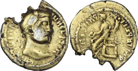 Uncertain Germanic tribe. Pseudo-Imperial coinage. AE/AU Fourèe Aureus. Germanic Tribes imitative issue. Obv. Fantasy legend. Laureate head right. Rev...