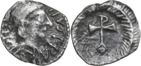 Justin II (565-578). AR Octave Siliqua, Ravenna mint, 567-578. Obv. Diademed, draped and cuirassed bust right. Rev. Cross on globe, topped by Rho, fla...