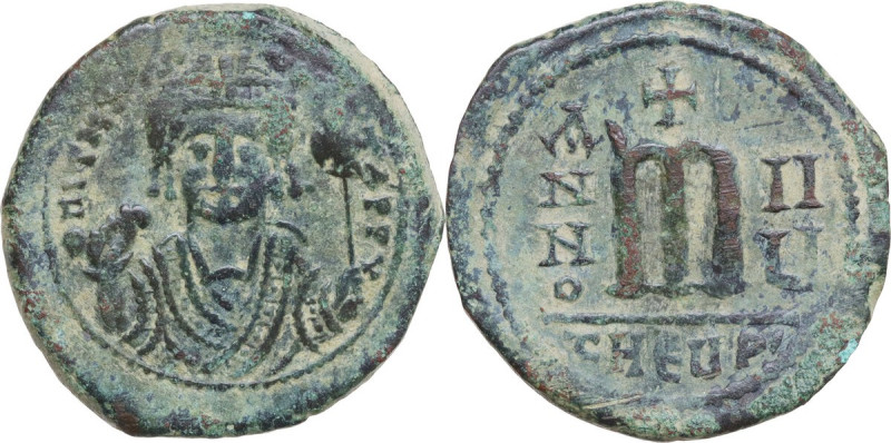 Maurice Tiberius (582-602). AE Follis, Theupolis (Antioch) mint, dated RY 7 (588...
