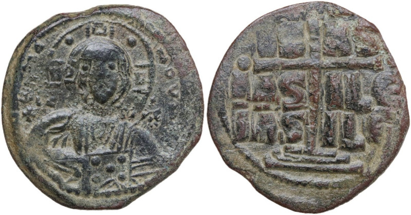 Anonymous. Time of Romanus III (1028-1034). AE Follis, Constantinople mint. Obv....