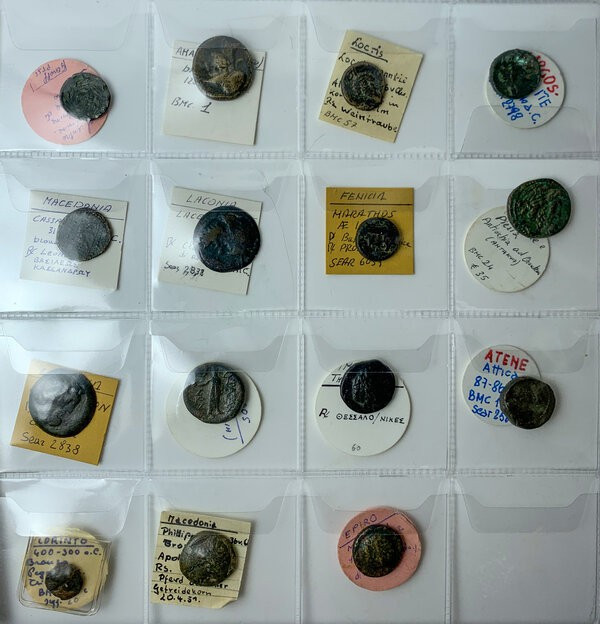 Central Greece and Greek Asia. Multiple lot of fifteen (15) AE Greek coins. Each...