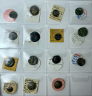 Central Greece and Greek Asia. Multiple lot of fifteen (15) AE Greek coins. Each coin is accompanied by an identification tag. F/VF.