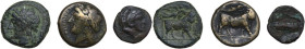 Greek Italy. Lot of three (3) AE denominations; including: Neapolis and Metapontum. AE. About VF:Good F.