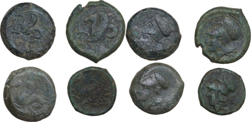 Greek Italy. Multiple lot of four (4) AE Syracusan coins.