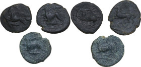 Greek Italy. Greek Sicily. Multiple lot of three (3) unclassified AE coins from Kainon.