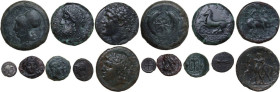 Greek Italy. Greek Sicily. Multiple lot of eight (8) unclassified silver and bronze coins from Greek Sicily. Interesting study lot.