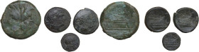 Roman Republic. Multiple lot of four (4) AE denominations. AE. VF/About VF.