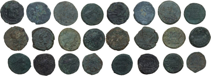 Roman Republic. Multiple lot of twelve (12) unclassified bronze coins.