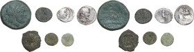 Roman Republic and Empire. Multiple lot of seven (7) unclassified AE and AR coins; noted Theoderic.
