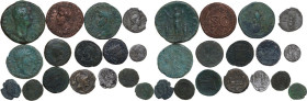Roman Republic and Empire. Multiple lot of sixteen (16) unclassified bronze and silver Roman republican and imperial coins.