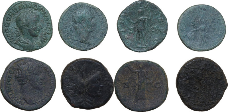 Roman Republic and Empire. Multiple lot of four (4) unclassified AE Roman republ...