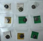 Roman Empire. Multiple lot of nine (9) AR Roman Imperial coins. Each coin is accompanied by its identification tag.