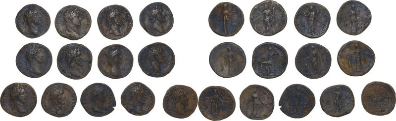 Roman Empire. Multiple lot of thirteen (13) unclassified Roman imperial sesterti...