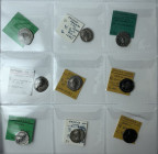 Roman Empire. Multiple lot of nine (9) AR Roman Imperial coins. Each coin is accompanied by its identification tag.