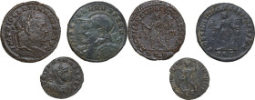 Roman Empire. Multiple lot of three (3) AE Follis of Severus II, Diocletian and Crispus.