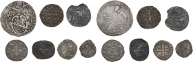 Middle Ages. Lot of seven (7) AR denominations; including: Venice and Pope Clement VIII. AR.