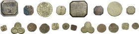 Weights and Tesserae. Multiple lot of ten (10) brass weights for coins.