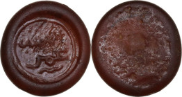 Burji Mamluk (c. 1382-1517). Glass Jeton, in the name of Muhammad Amir. Egypt. Album 1046. Glass. 2.99 g. 22.00 mm. Dark rose glass. EF.