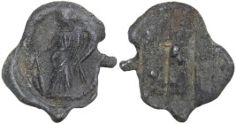The Roman Empire. PB Seal, 1sts century BC-1st century AD. D/ Fortuna standing left, holding rudder and cornucopiae. R/ Blank. PB. 1.53 g. 14.00 mm. A...