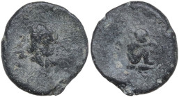 The Roman Empire. PB Tessera, 1st century BC-1st century AD. D/ Male head right, bearded. R/ Child seated right, arms and chin resting on the knees. P...