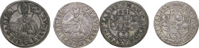 Austria. Max Gandolph Graf von Kuenburg (1668-1687). AR 3 kreuzer 1680 and AR 3 kreuzer 1681, Salzburg mint. Probszt 1686, 1687. AR.