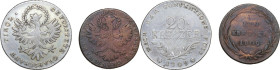 Austria. Franz II (1792-1835). Lot of two (2) coins: AR 20 Kreuzer and AE Kreuzer 1809, Hall mint. Herinek 824. AR and AE. 6.61 g. 27.00 mm. Struck du...