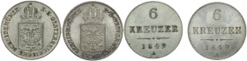 Austria. Franz Joseph (1848-1916). Lot of two (2) 6 kreuzer 1849 A, Wien mint. KM 2200. AR. High condition.