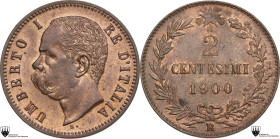 Italy. Umberto I (1878-1900). CU 2 centesimi 1900, Rome mint. Pag. (decimali) 624; Mont. 72. CU. 20.00 mm. Encapsulated by Classical Coin Grading MS 6...
