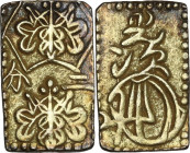 Japan. Edo Period (1603-1868). AV Ni Bu Ban Kin (2 Bu size gold). 19 x 12 mm. Hartill (Jap.) 8.31. AV. 3.02 g. VF.