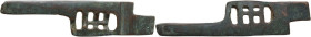 ROMAN LOCK PATCH Roman period, c. 1st to 3rd century AD. Bronze lock patch. Dimensions: 70 x 16 mm. Intact and complete. Particularly thick object for...