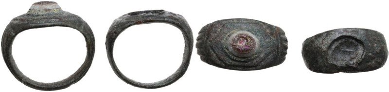 TWO ROMAN BRONZE RINGS Roman period, c. 2nd-3rd century AD. Lot of two (2) bronz...