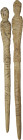BONE DRESS NEEDLE Roman period, c. 3rd century AD. Fascinating large Roman dress needle made of engraved bone and configured as a female figure. The a...