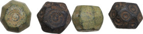 EARLY ISLAMIC 'DICE' WEIGHTS Early islamic period, c. 8th-12th century AD. Lot of two (2) islamic weights in the shape of dices with numerous faces. D...