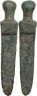 FASTENER PEG OF BYZANTINE BINDINGS Byzantine period, c. 11th-12th century AD. Byzantine bronze peg, with two non-through holes. Lenght: 38 mm. Intact ...