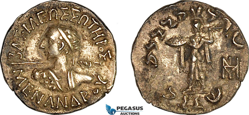 Baktria, Indo-Greek Kingdom, Menander I Soter, (ca. 165-130 BC) AR Drachm (2.51g...